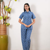 Baby blue pure cotton night suit