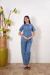 Baby blue pure cotton night suit