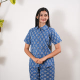Baby blue pure cotton night suit
