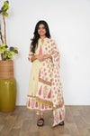 Off white and green cotton suit set
