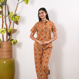 Rust orange pure cotton night suit