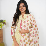 Off white and green cotton suit set