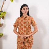 Rust orange pure cotton night suit