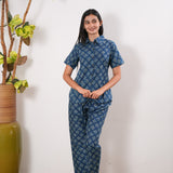 Indigo pure cotton night suit