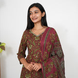 Berry floral cotton suit set