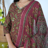 Berry floral cotton suit set