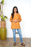 Mustard V neck cotton short kurti