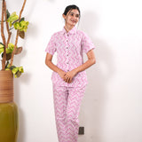 Baby pink stripes pure cotton night suit