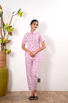 Baby pink stripes pure cotton night suit