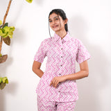 Baby pink stripes pure cotton night suit