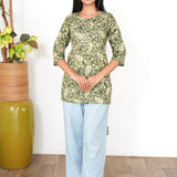 Dark moss cotton  short kurti
