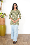 Dark moss cotton  short kurti