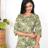 Dark moss cotton  short kurti
