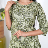 Dark moss cotton  short kurti