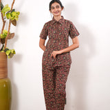 Red and black pure cotton night suit