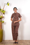 Red and black pure cotton night suit