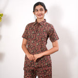 Red and black pure cotton night suit