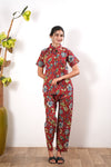 Crimson pure cotton night suit