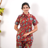 Crimson pure cotton night suit