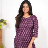 Violet butta cotton short kurti