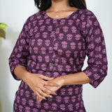 Violet butta cotton short kurti
