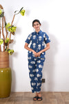 Navy pure cotton night suit
