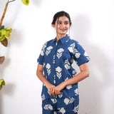 Navy pure cotton night suit