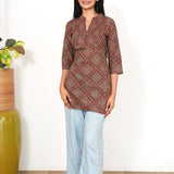 Maroon ajrakh pintex short kurti