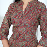 Maroon ajrakh pintex short kurti