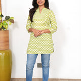 Lime green pintex short kurti