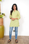 Lime green pintex short kurti