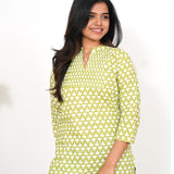 Lime green pintex short kurti