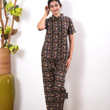 Black and mustard pure cotton night suit