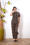 Black and mustard pure cotton night suit