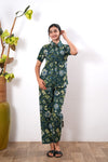 Forest green pure cotton night suit