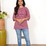 Plum cotton short kurti