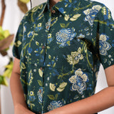 Forest green pure cotton night suit