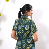Forest green pure cotton night suit
