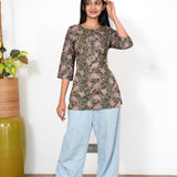 Sage green  cotton short kurti