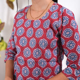 Red katha cotton lounge sleep wear