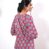 Red katha cotton lounge sleep wear