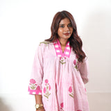Pink sanganeri hand block cotton co-ords set