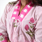 Pink sanganeri hand block cotton co-ords set