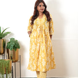 Turmeric V neck  cotton co-ords set