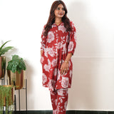 Deep red cotton shirt co-ords set