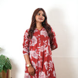 Deep red cotton shirt co-ords set