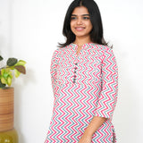 Zig zag pintex cotton short kurti