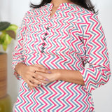 Zig zag pintex cotton short kurti