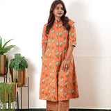 Orange butta cotton co-ords set
