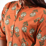 Orange butta cotton co-ords set